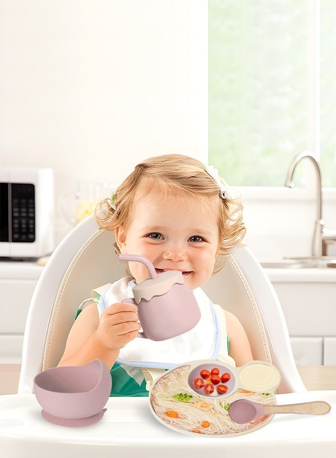 Soft Touch 7 Pcs Baby Feeding Set Silicone Toddler Self Feeding Set Toddler Led Weaning Utensils Set - Image 5